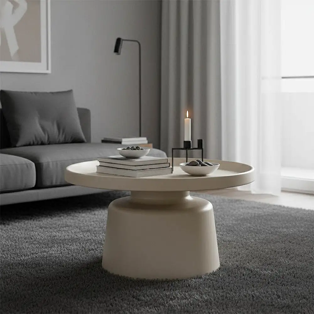 Τραπέζι σαλονιού Ginoze pakoworld μέταλλο σε λευκή απόχρωση Φ70x41εκ