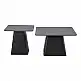 Τραπέζια σαλονιού Square pakoworld σετ 2 τεμ βάση μέταλλο σε μαύρη-sintered stone σε γκρι μαρμάρου