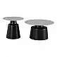 Τραπέζια σαλονιού Dualis pakoworld σετ 2 τεμ μαυρο μέταλλο-sintered stone σε γκρι μαρμάρου