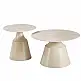 Τραπέζια σαλονιού Sculpt pakoworld σετ 2τεμ μέταλλο cappuccino- sintered stone σε όψης τραβερτίνης