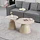 Τραπέζια σαλονιού Sculpt pakoworld σετ 2τεμ μέταλλο cappuccino- sintered stone σε όψης τραβερτίνης