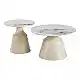 Τραπέζια σαλονιού Sculpt pakoworld σετ 2τεμ μέταλλο cappuccino- sintered stone λευκό μαρμάρου