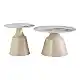 Τραπέζια σαλονιού Sculpt pakoworld σετ 2τεμ μέταλλο cappuccino- sintered stone λευκό μαρμάρου