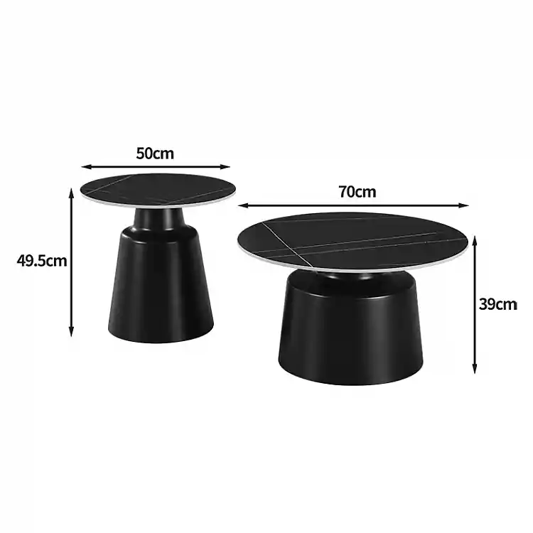 Τραπέζια σαλονιού Sculpt pakoworld σετ 2τεμ μέταλλο cappuccino- sintered stone λευκό μαρμάρου