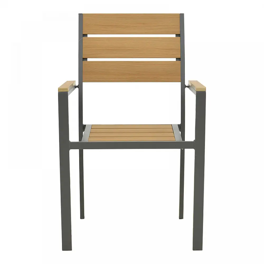 Πολυθρόνα Breze pakoworld στοιβαζόμενη plywood σε φυσική-αλουμίνιο σε ανθρακί απόχρωση 57.5x60x88εκ