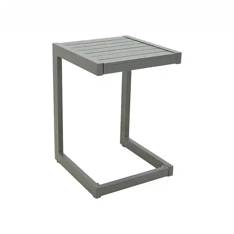 Τραπέζι Aether pakoworld ανθρακί αλουμίνιο 37.5x36.5x53εκ