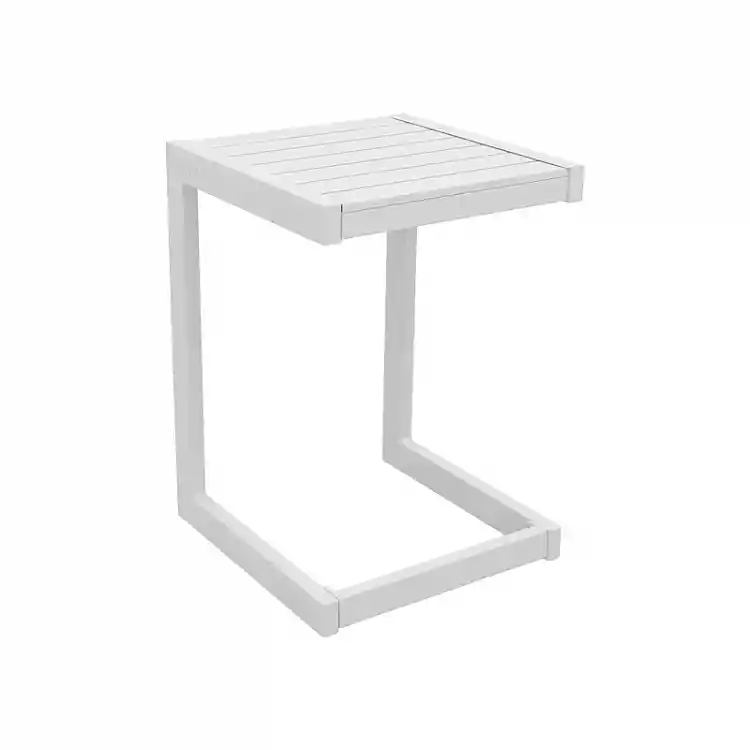 Τραπέζι Aether pakoworld λευκό αλουμίνιο 37.5x36.5x53εκ