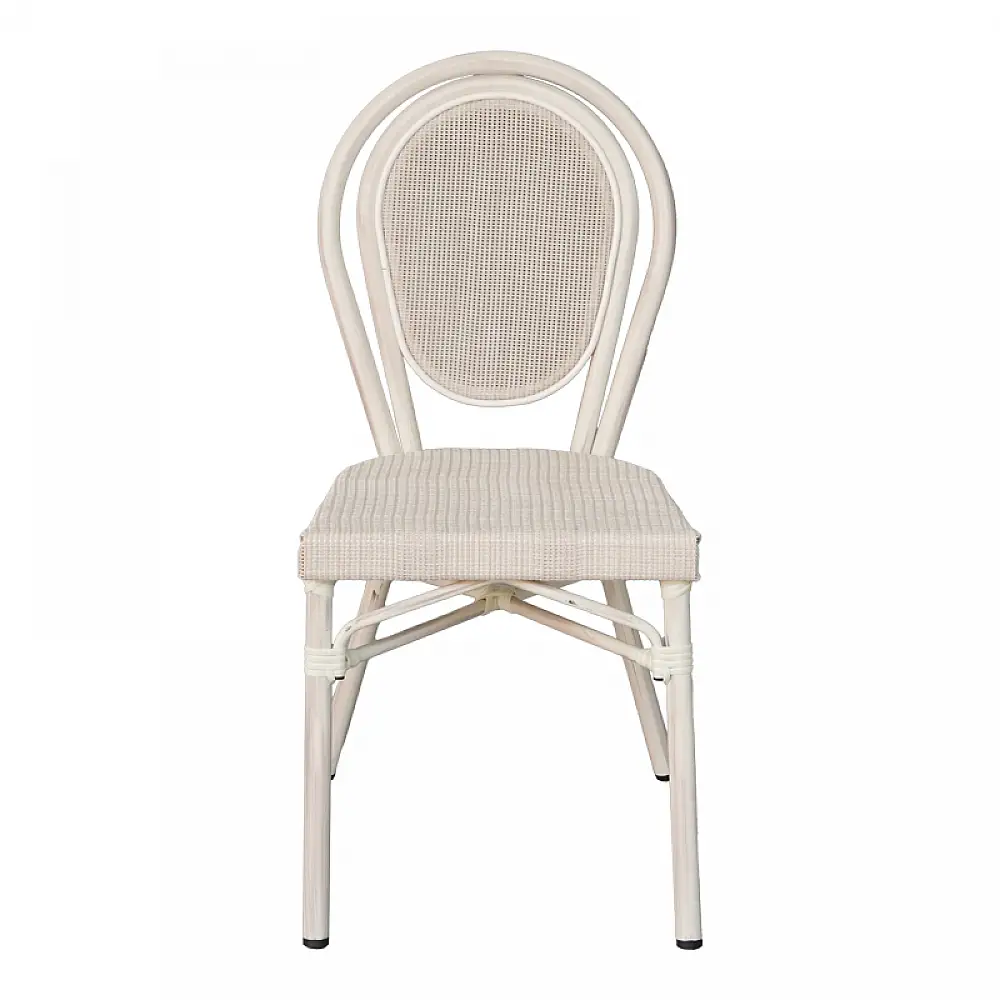 Καρέκλα Nacia pakoworld στοιβαζόμενη αλουμίνιο-textilene λευκό 45x59x85εκ