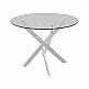 Τραπέζι Antoro pakoworld γυαλί και μεταλλικά πόδια σε λευκή απόχρωση Φ80x75εκ