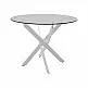 Τραπέζι Antoro pakoworld γυαλί και μεταλλικά πόδια σε λευκή απόχρωση Φ80x75εκ