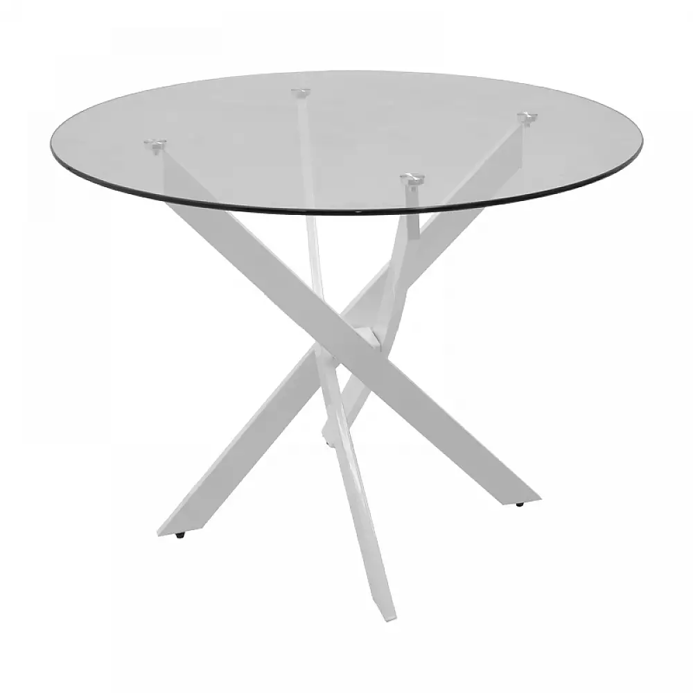Τραπέζι Antoro pakoworld γυαλί και μεταλλικά πόδια σε λευκή απόχρωση Φ100x75εκ