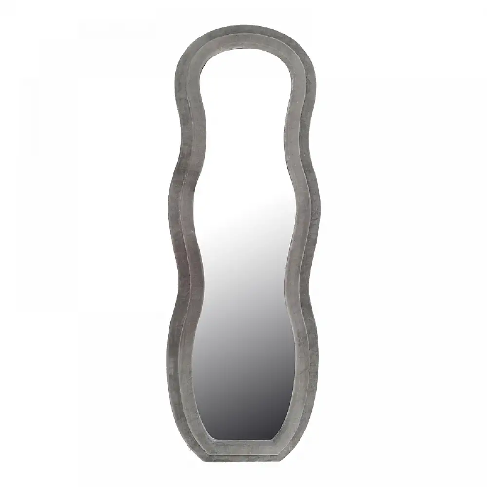 Καθρέπτης Glinde Inart βελούδο σε γκρι απόχρωση 50x3.3x150εκ