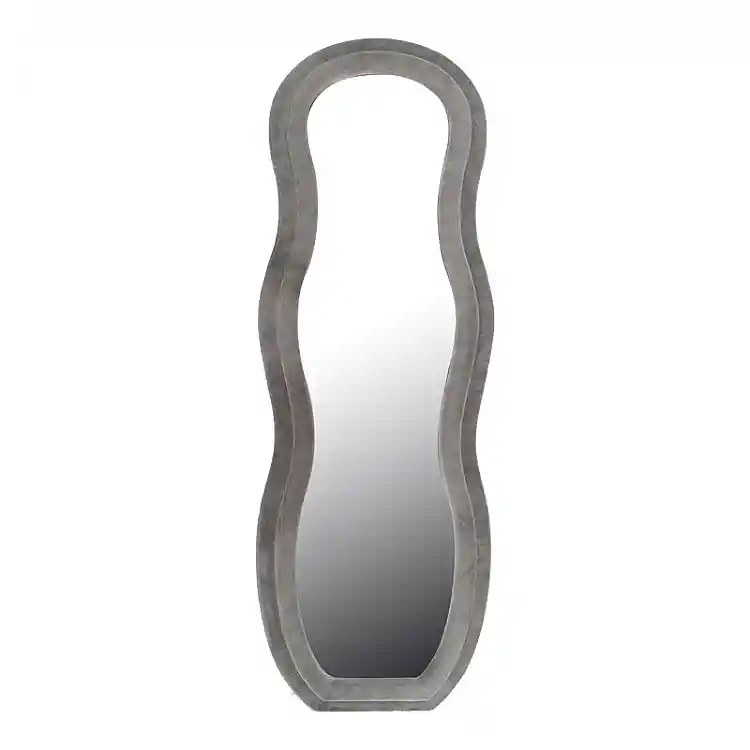 Καθρέπτης Glinde Inart βελούδο σε γκρι απόχρωση 50x3.3x150εκ