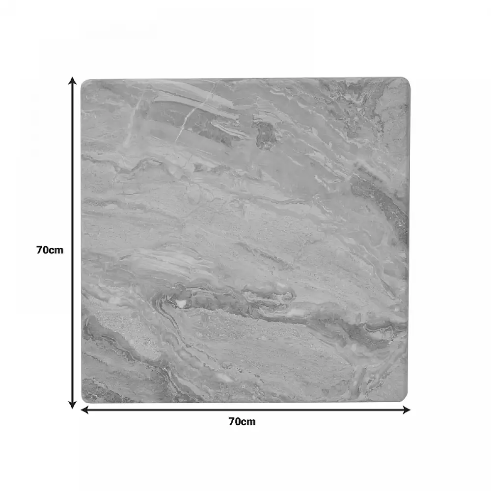 Επιφάνεια τραπεζιού Dirgo pakoworld τ.Werzalit ανοιχτό γκρι σε όψη μαρμάρου 70x70εκ