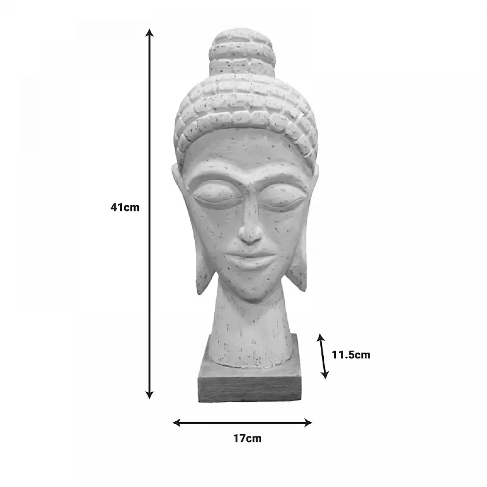 Προτομή κεφαλή βούδα Wevi Inart λευκό μάνγκο ξύλο 17x11.5x41εκ