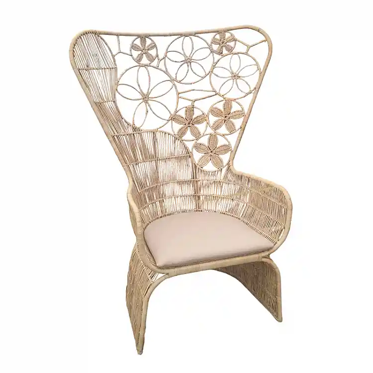 Πολυθρόνα Jake Inart με μπεζ μαξιλάρι-φυσικό rattan 110x86x145εκ