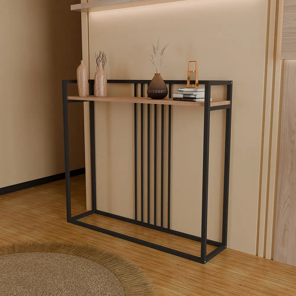 Κονσόλα Convida pakoworld oak με μαύρο μεταλλικό σκελετό 100x25x90εκ