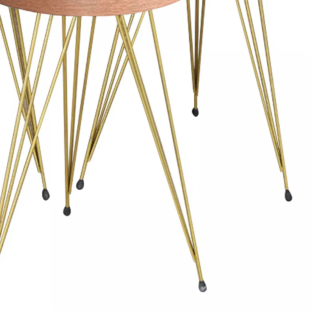Βοηθητικά τραπέζια Wakmi pakoworld σετ 3τεμ φυσικό-πόδι χρυσό μέταλλο