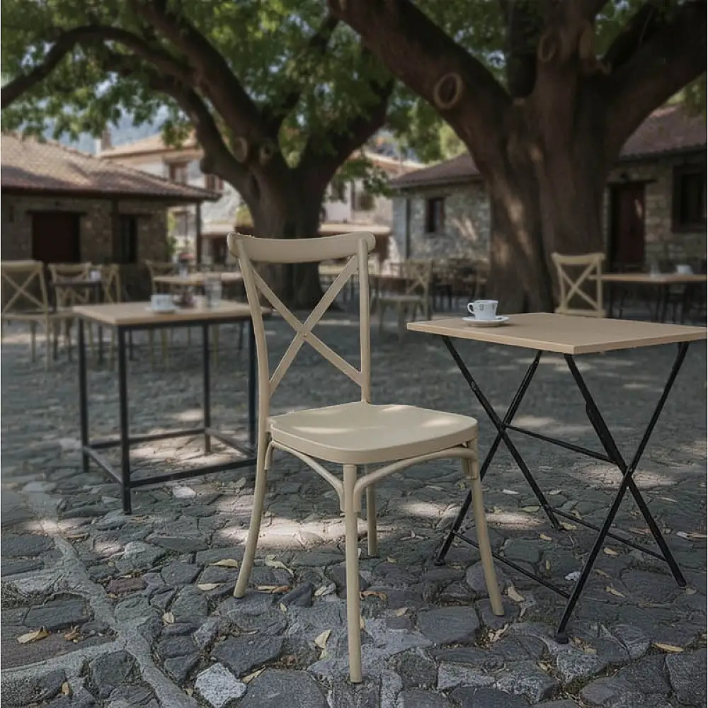 Καρέκλα Crossie pakoworld στοιβαζόμενη pp σε απόχρωση cappucino 38x46.5x82εκ