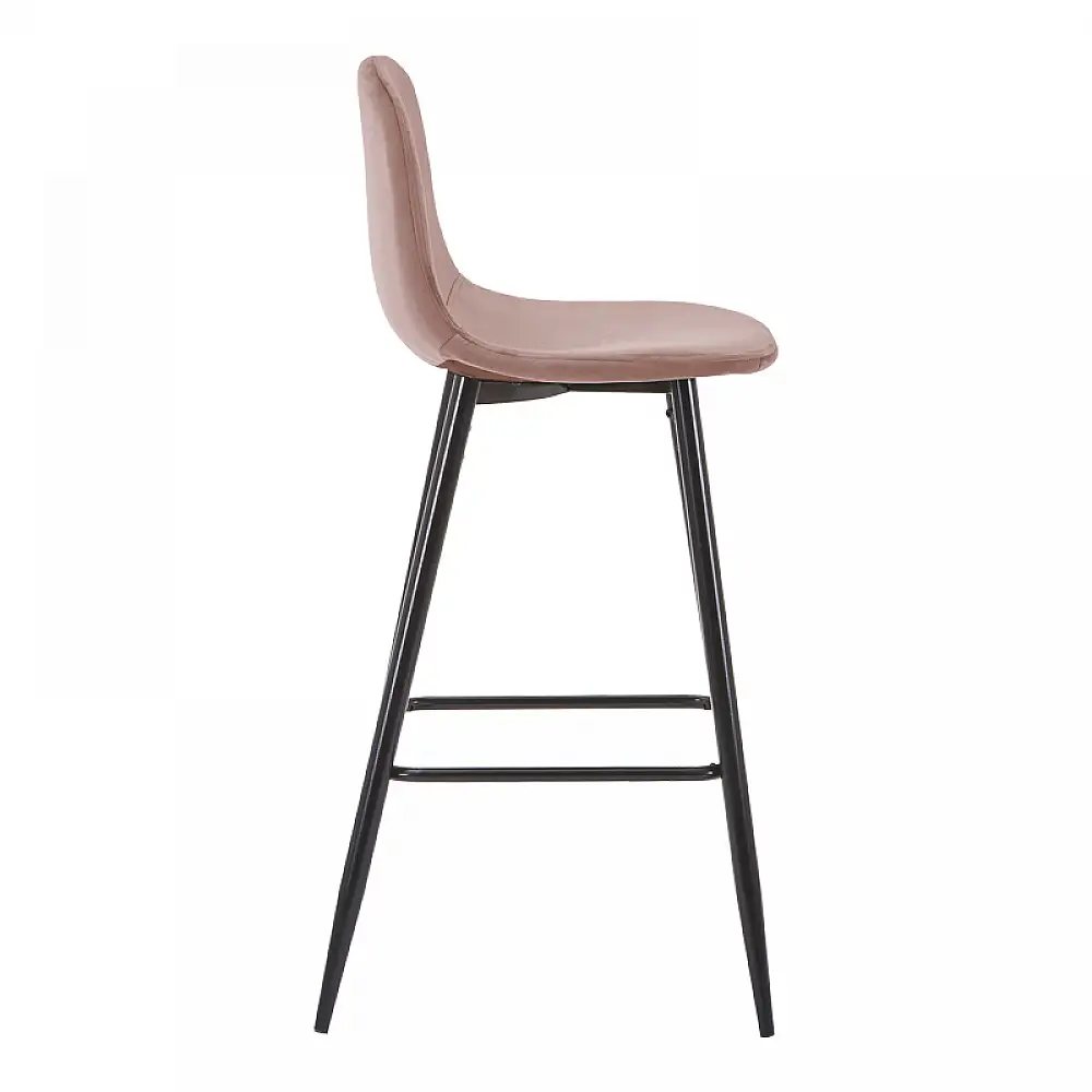 Σκαμπό μπαρ μεσαίου ύψους Bella pakoworld σάπιο μήλο βελούδο-πόδι μαύρο μέταλλο 41x47x93εκ | 4 τμχ