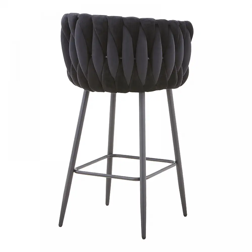 Σκαμπό μπαρ Vivian pakoworld μαύρο βελούδο-πόδι μαύρο μέταλλο 57x50x100εκ | 2 τμχ