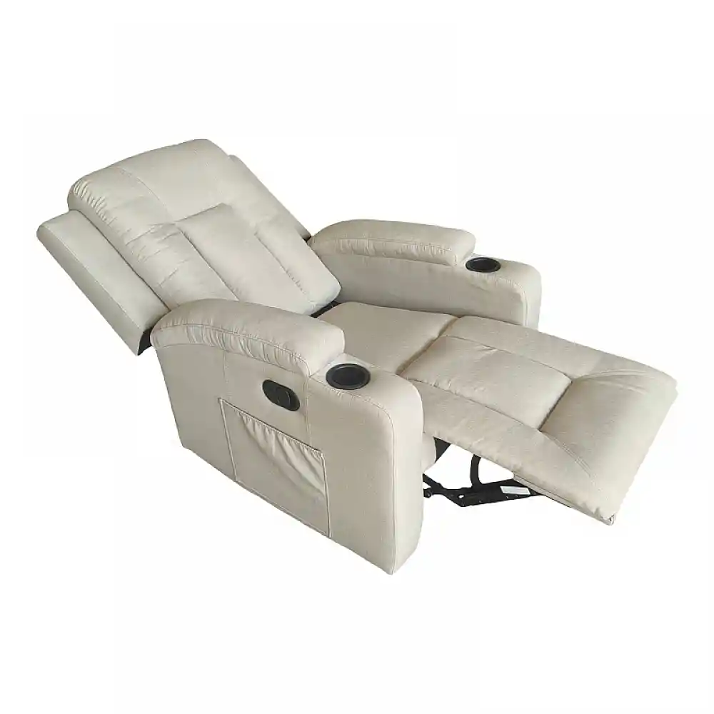 Πολυθρόνα relax με μηχανισμό massage Gessel pakoworld μπεζ ύφασμα 80x90x98εκ