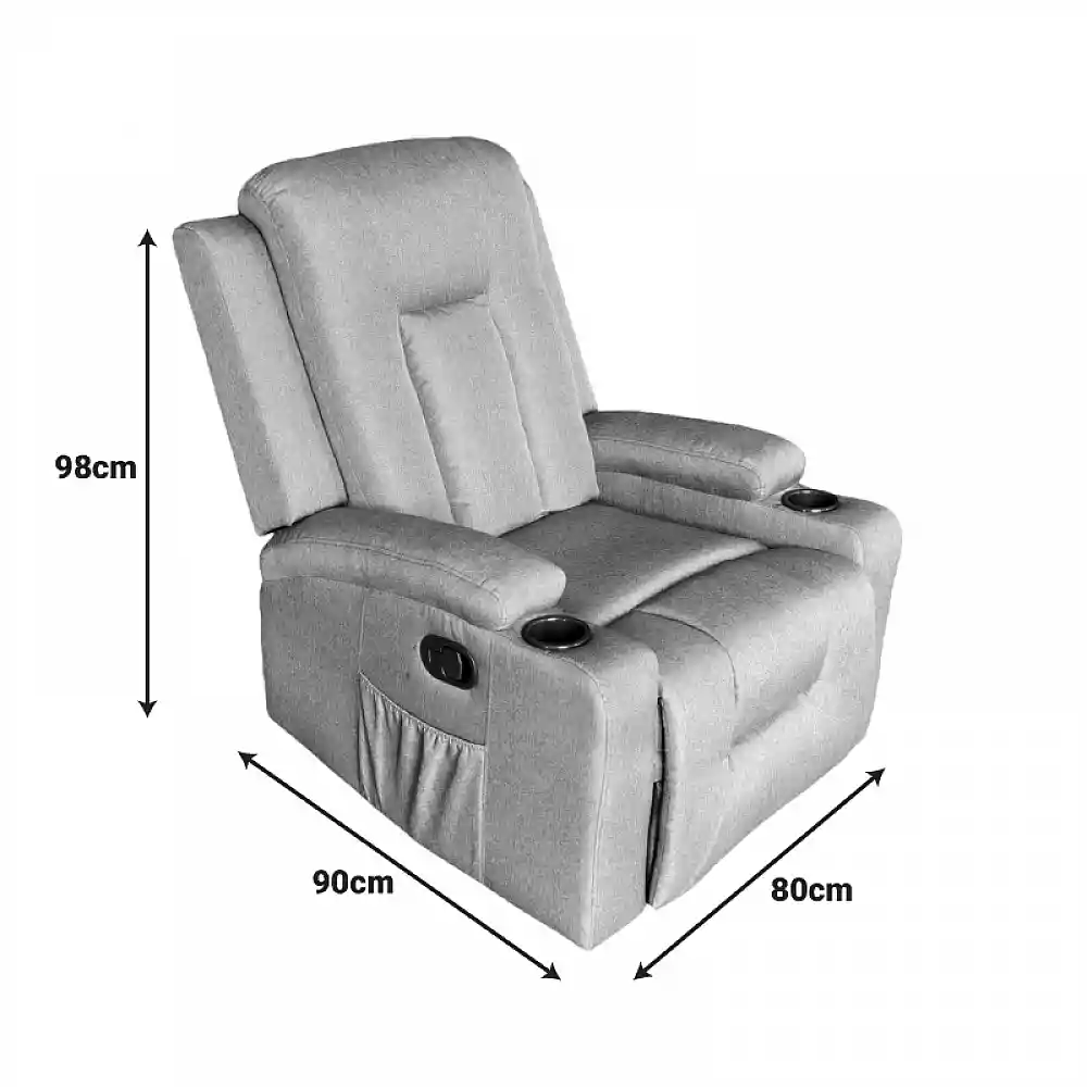 Πολυθρόνα relax με μηχανισμό massage Gessel pakoworld μπεζ ύφασμα 80x90x98εκ