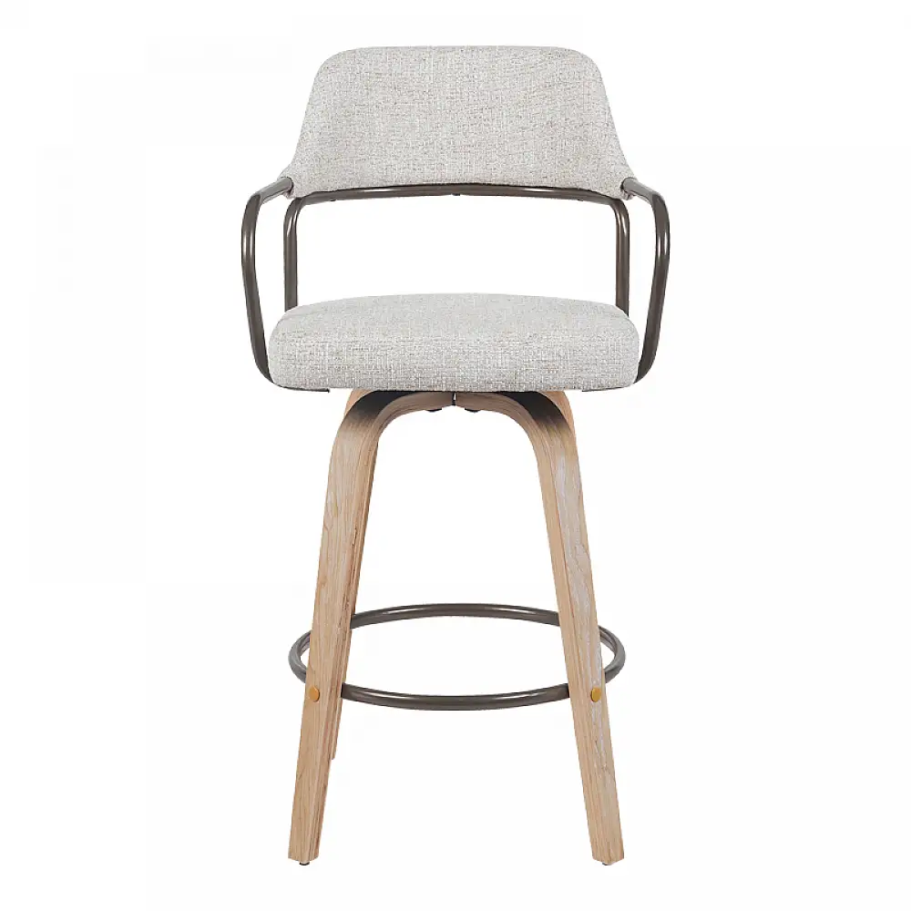 Σκαμπό μπαρ Tertia pakoworld περιστρεφόμενο μεσαίου μεγέθους μέταλλο-ξύλο με ύφασμα σε μπεζ-καφέ απόχρωση 54x52x98εκ