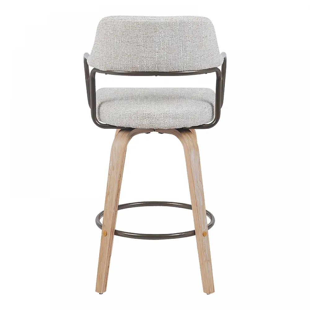 Σκαμπό μπαρ Tertia pakoworld περιστρεφόμενο μεσαίου μεγέθους μέταλλο-ξύλο με ύφασμα σε μπεζ-καφέ απόχρωση 54x52x98εκ