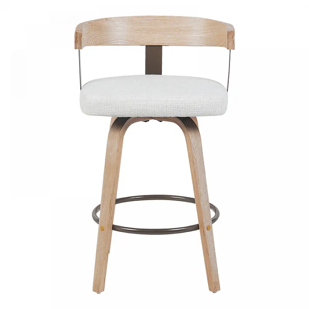 Σκαμπό μπαρ Anesy pakoworld περιστρεφόμενο μεσαίου μεγέθους μέταλλο-ξύλο με ύφασμα σε μπεζ απόχρωση 54x50x85εκ