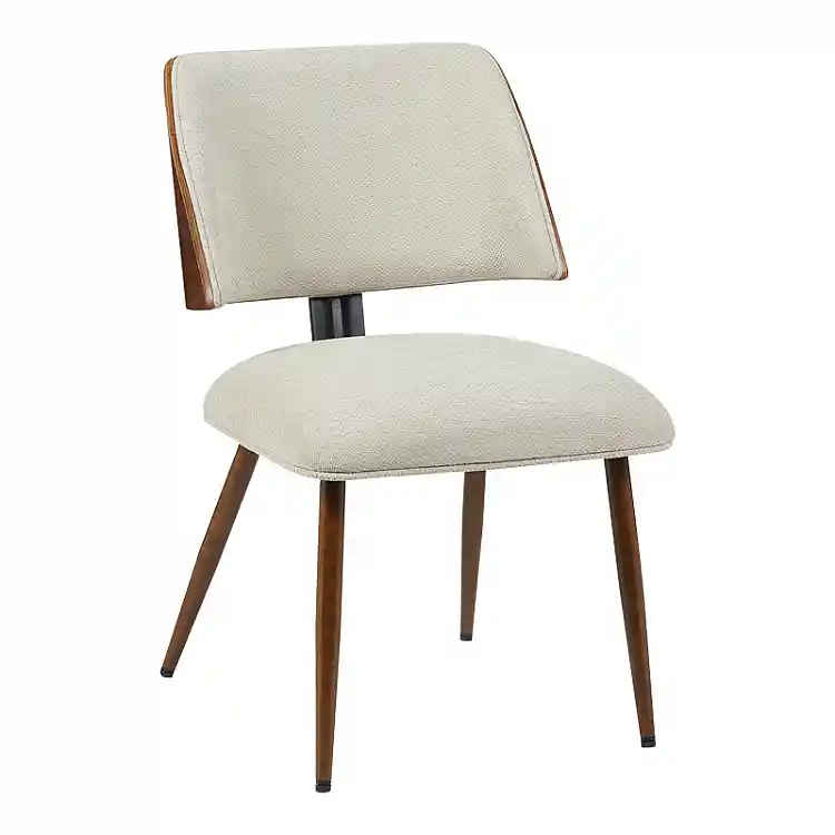 Καρέκλα Ubane pakoworld μπεζ μπουκλέ ύφασμα-πόδι καρυδί μέταλλο 53x62.5x85εκ