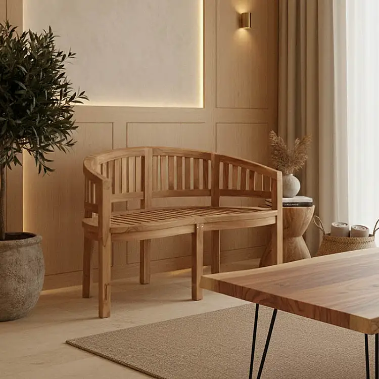 Καναπές διθέσιος Coren pakoworld φυσικό teak ξύλο 130x61x87εκ