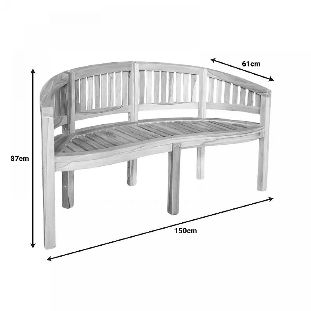 Καναπές τριθέσιος Coren pakoworld φυσικό teak ξύλο 150x61x87εκ