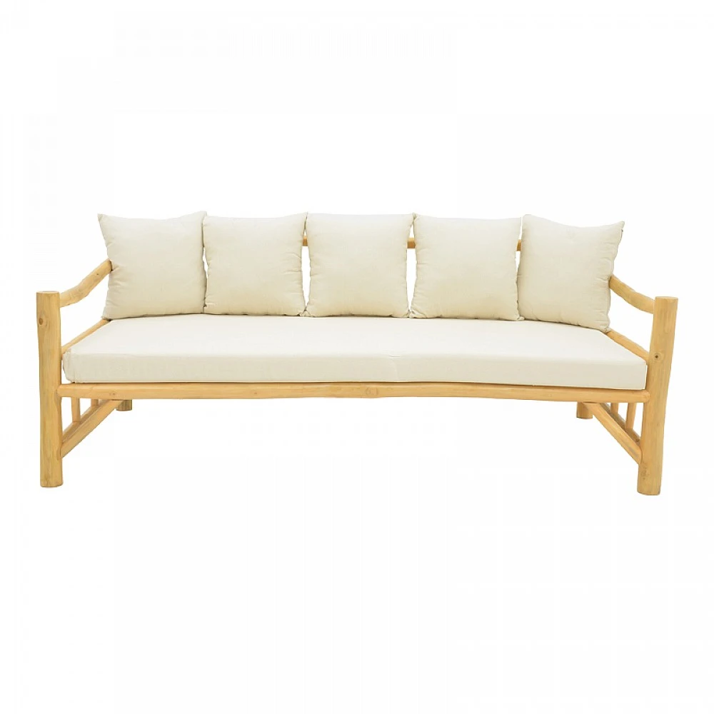 Καναπές Roziana pakoworld φυσικό teak ξύλο 210x100x80εκ