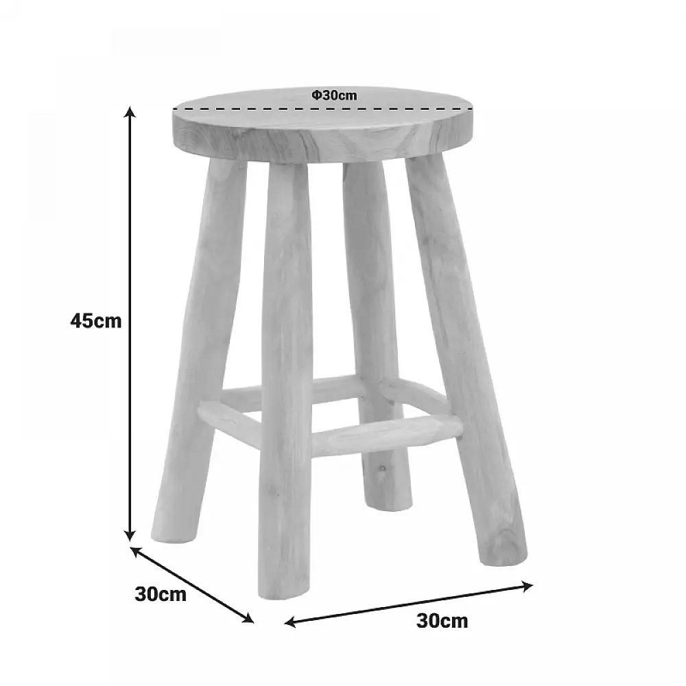Σκαμπό Sega pakoworld teak ξύλο σε φυσική απόχρωση Φ30x45εκ