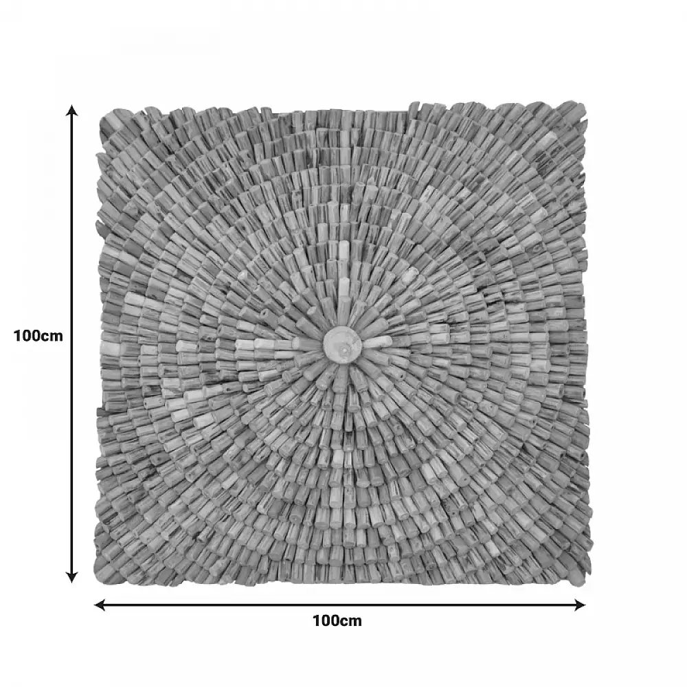 Διακοσμητικό τοίχου Wallen pakoworld teak ξύλο σε φυσική απόχρωση 100x100x5εκ