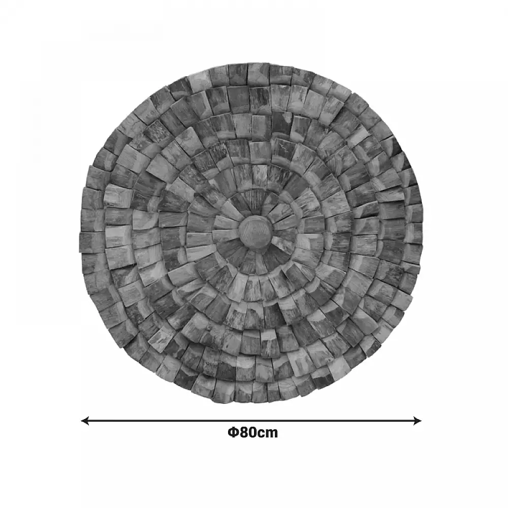 Διακοσμητικό τοίχου Benez pakoworld teak ξύλο σε φυσική απόχρωση Φ80x5εκ