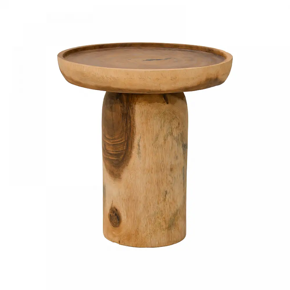 Βοηθητικό τραπέζι Tobola pakoworld suar ξύλο σε φυσική απόχρωση Φ50x55εκ