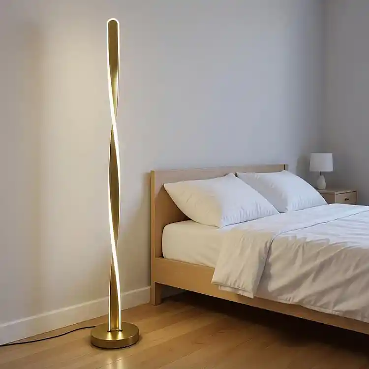 Φωτιστικό δαπέδου Jounko pakoworld led χρυσό μεταλλικό Φ20x130εκ