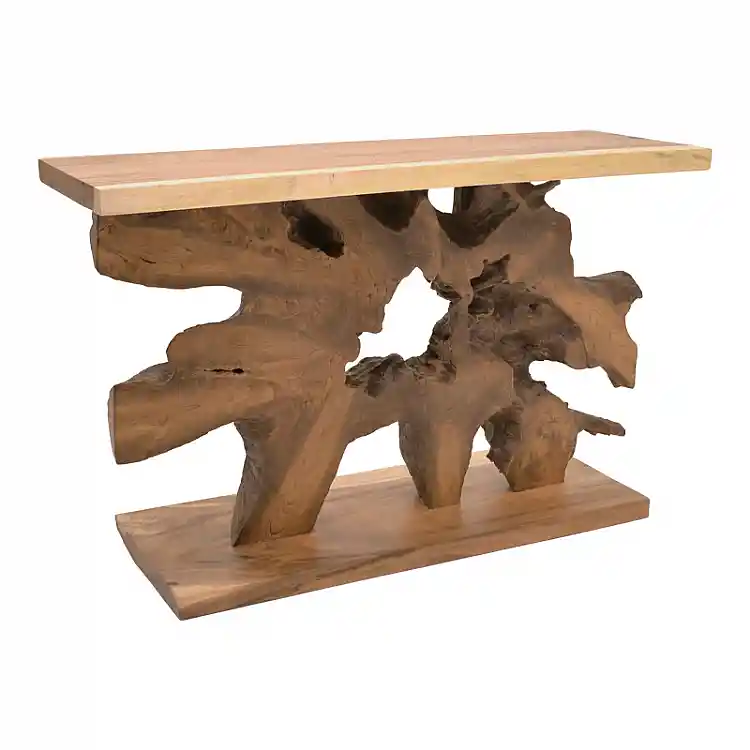 Κονσόλα Nasiol Inart teak ξύλο σε φυσική απόχρωση 120x40x75εκ