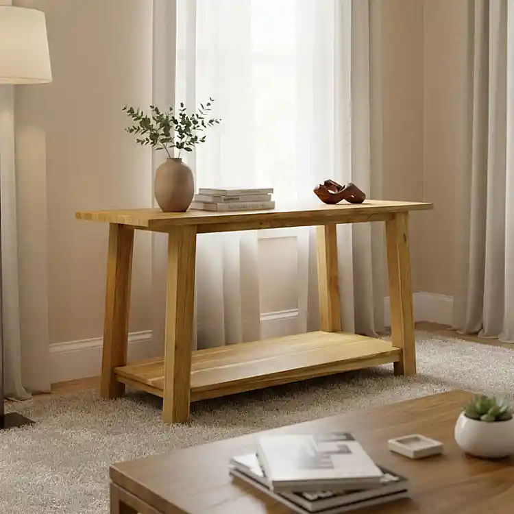 Κονσόλα Decoza pakoworld teak ξύλο σε φυσική απόχρωση 140x40x80εκ