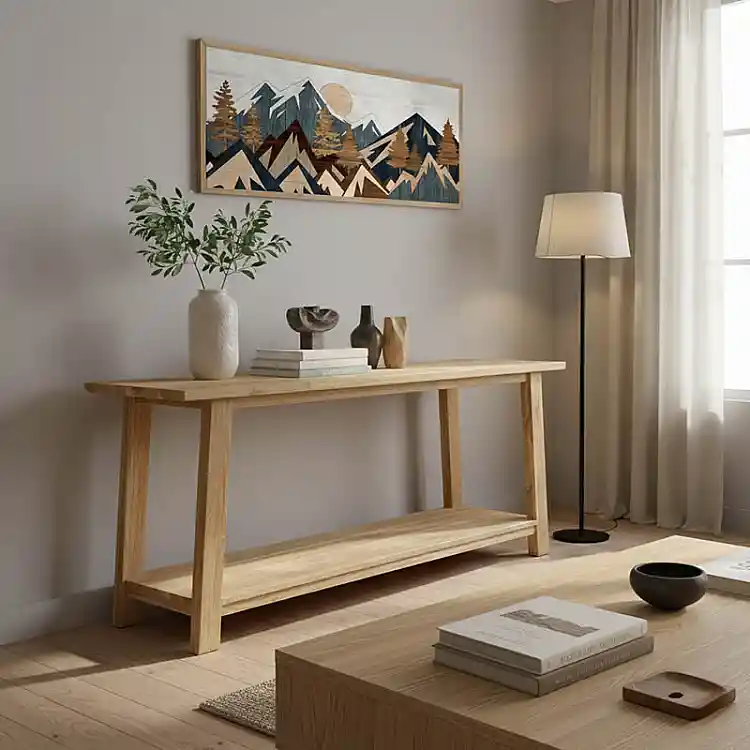 Κονσόλα Decoza pakoworld teak ξύλο σε φυσική απόχρωση 200x40x80εκ