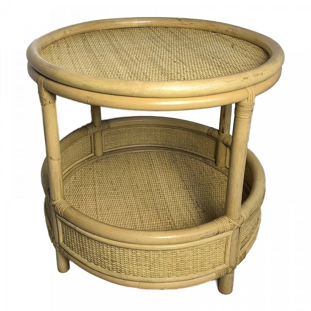 Βοηθητικό τραπέζι Moody pakoworld pe rattan σε φυσική απόχρωση Φ55x51εκ