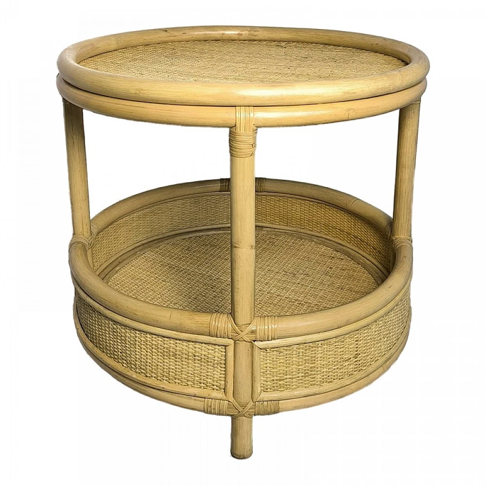 Βοηθητικό τραπέζι Moody pakoworld pe rattan σε φυσική απόχρωση Φ55x51εκ