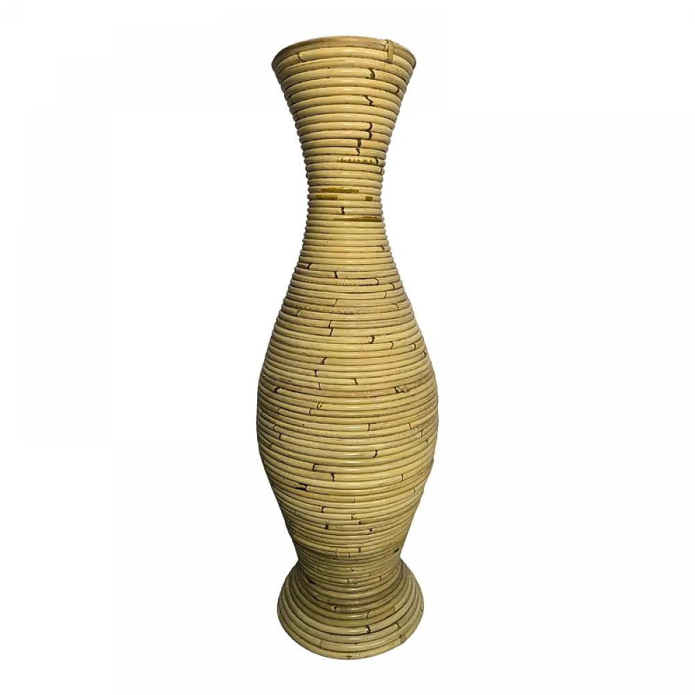 Βάζο Virnia Inart pe rattan σε φυσική απόχρωση Φ40x70εκ