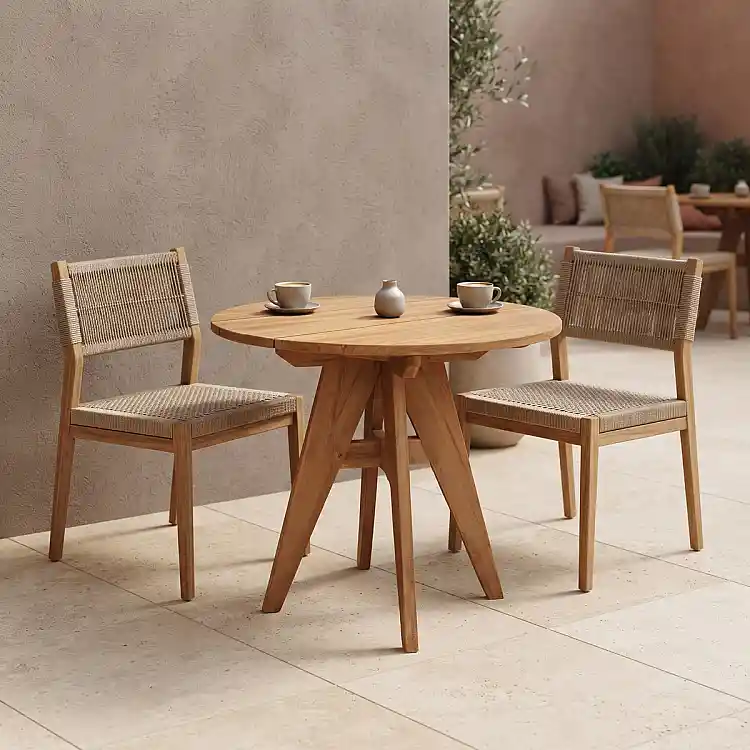 Τραπέζι Cadrada pakoworld teak ξύλο σε φυσική απόχρωση Φ70x76εκ