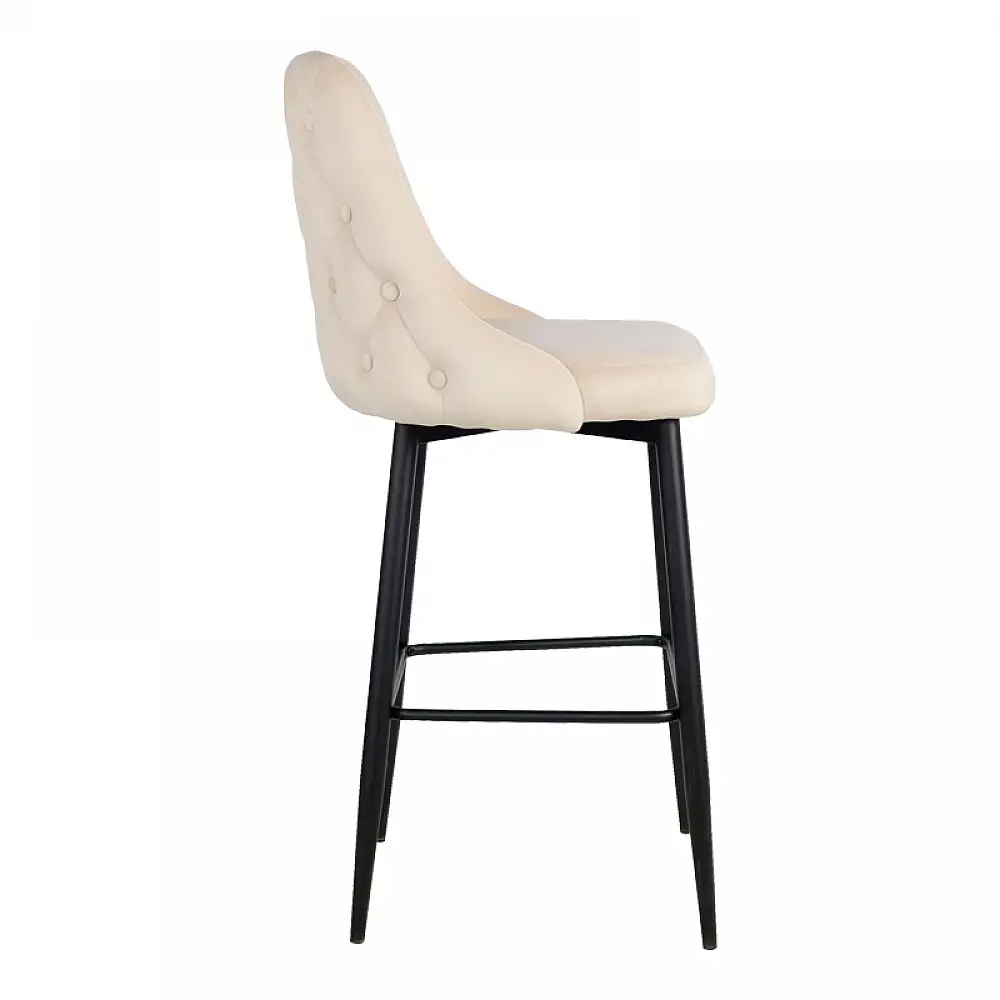 Σκαμπό μπαρ Zedna pakoworld μπεζ βελούδο με μαύρα μεταλλικά πόδια 52x57x111εκ