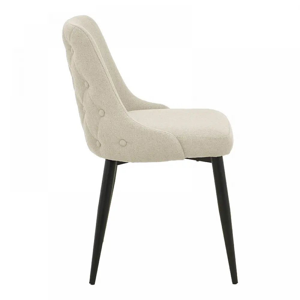 Καρέκλα Zedna pakoworld μπεζ ύφασμα με μαύρα μεταλλικά πόδια 51x58x84εκ | 2 τμχ