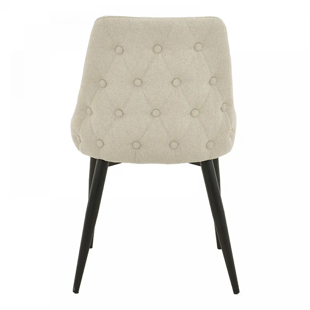 Καρέκλα Zedna pakoworld μπεζ ύφασμα με μαύρα μεταλλικά πόδια 51x58x84εκ | 2 τμχ