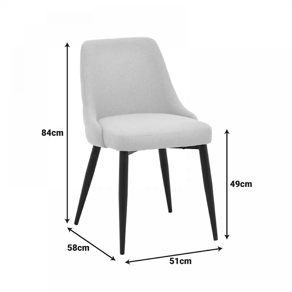 Καρέκλα Zedna pakoworld ανθρακί ύφασμα με μαύρα μεταλλικά πόδια 51x58x84εκ | 2 τμχ